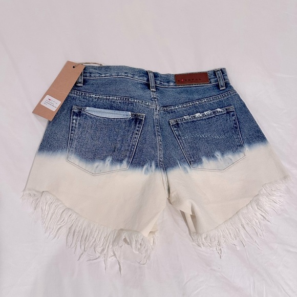 BORO Nagoya Dip Dye Fringe Hem Ombré Boho Denim Shorts | NWT- Size 25 - Picture 4 of 7